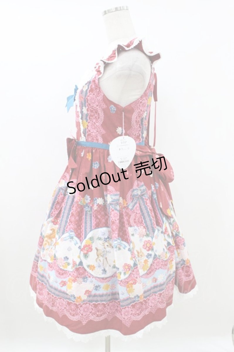 画像2: BABY,THE STARS SHINE BRIGHT / Pastoral Decoration Palette柄ヨークレースジャンパースカート Free エンジ H-26-07-27-003-BA-OP-NS-ZH (2)