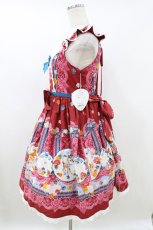画像2: BABY,THE STARS SHINE BRIGHT / Pastoral Decoration Palette柄ヨークレースジャンパースカート Free エンジ H-26-07-27-003-BA-OP-NS-ZH (2)