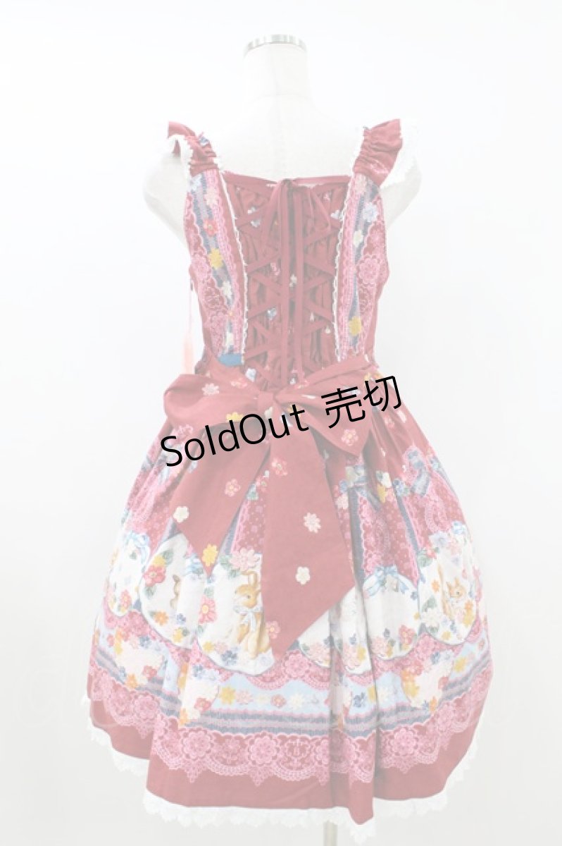画像3: BABY,THE STARS SHINE BRIGHT / Pastoral Decoration Palette柄ヨークレースジャンパースカート Free エンジ H-26-07-27-003-BA-OP-NS-ZH (3)