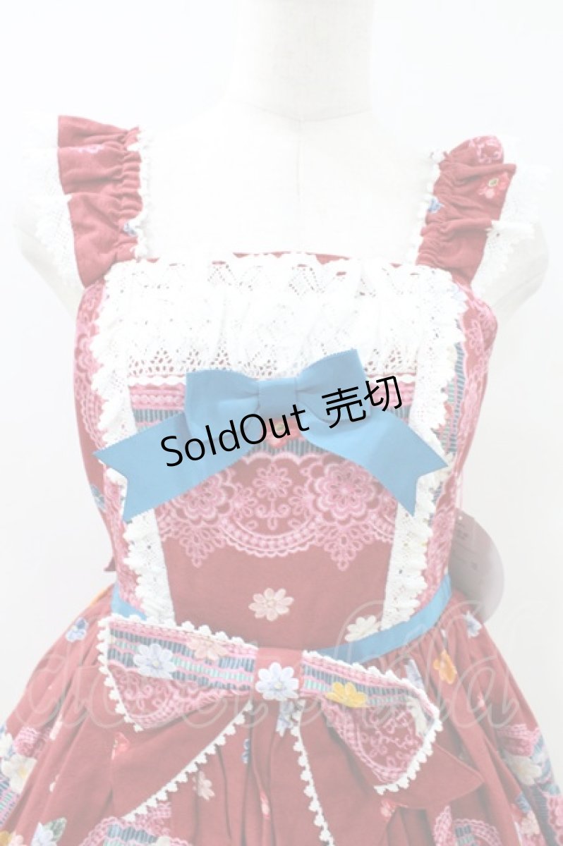 画像4: BABY,THE STARS SHINE BRIGHT / Pastoral Decoration Palette柄ヨークレースジャンパースカート Free エンジ H-26-07-27-003-BA-OP-NS-ZH (4)