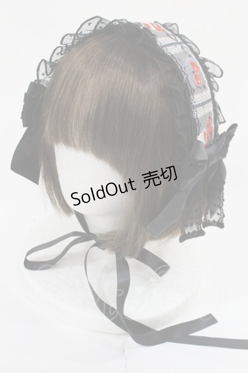画像1: metamorphose / Retro Cherryフリルヘッドドレス  ブラック H-26-07-27-1017-ME-AC-NS-ZH (1)