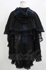 画像3: Ozz oneste / フード付きポンチョカーデ  黒×青 H-26-07-28-053-OO-JA-AK-ZH (3)