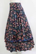 画像2: Jane Marple Dans Le Salon / Flowers of Jouy double accordion skirt  ネイビー H-26-07-28-012-JM-SK-KB-ZH (2)