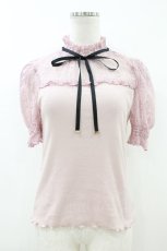 画像1: Ank Rouge / レース切替テレコトップス M ピンク H-26-07-29-057-CA-TO-NS-ZH (1)