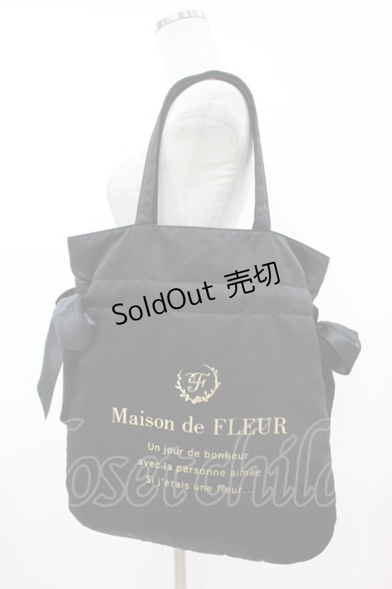 画像1: Maison de FLEUR / ダブルリボントートバッグ  ブラック H-26-07-29-015-LO-BG-NS-ZH (1)