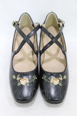 画像1: an another angelus / 刺繍入りクロスストラップパンプス S(22.5-23cm) ブラック H-26-07-30-001-CA-SH-YZ-ZH (1)