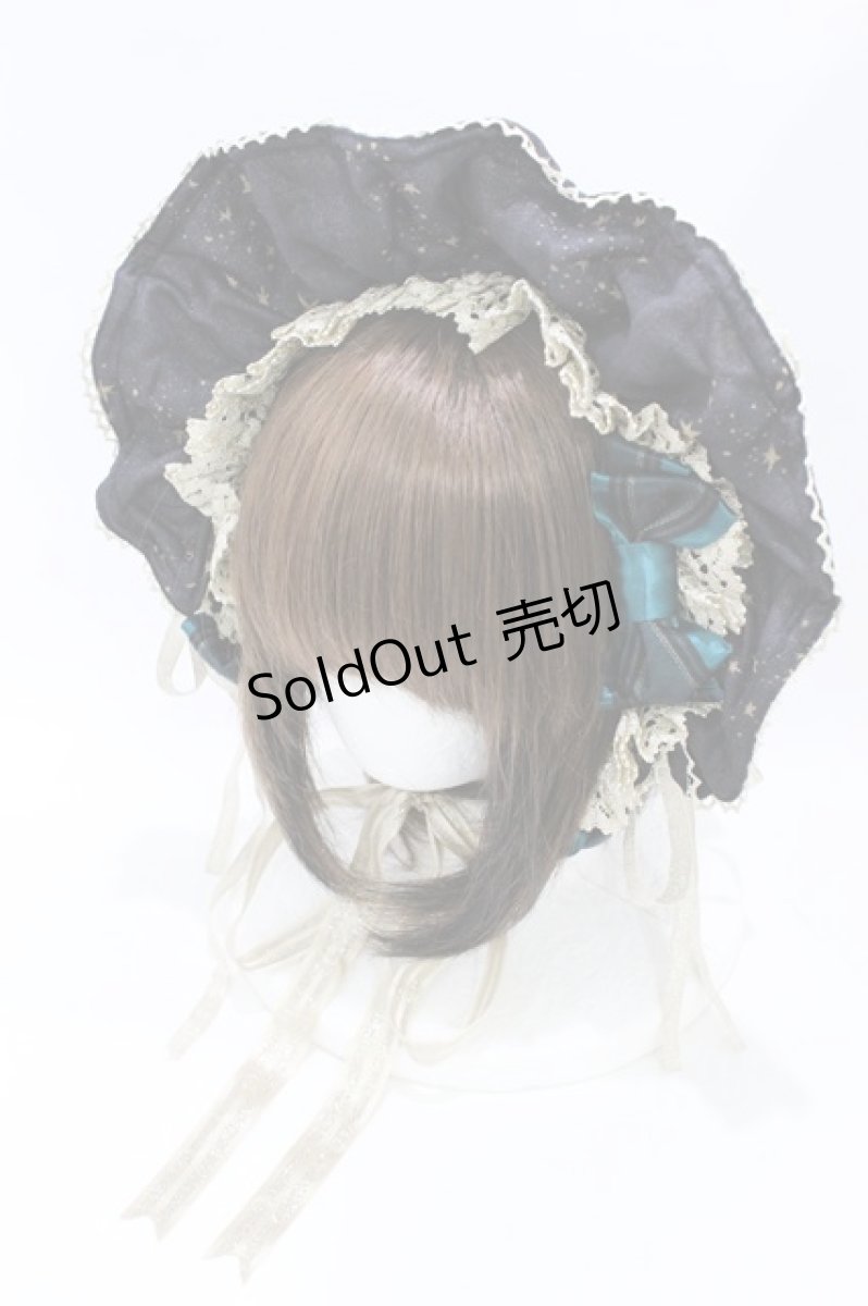 画像1: ALICE and the PIRATES / 永遠に夢見る星影パレード柄ボンネット  ブラック H-26-07-30-005-PA-AC-NS-ZH (1)