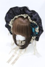 画像1: ALICE and the PIRATES / 永遠に夢見る星影パレード柄ボンネット  ブラック H-26-07-30-005-PA-AC-NS-ZH (1)