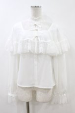 画像1: Princess Melody / 3連リボンレースケープブラウス FREE 白 H-26-07-30-057-EL-BL-YZ-ZH (1)