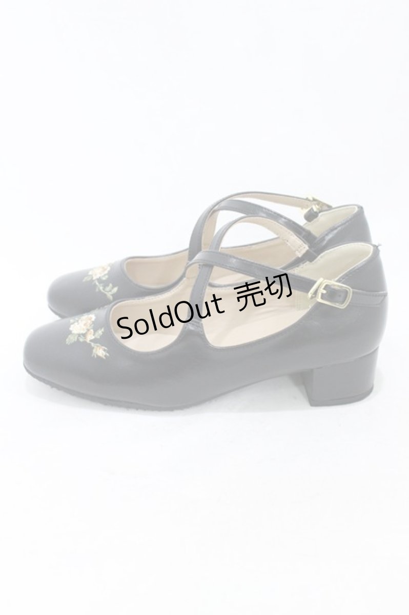 画像2: an another angelus / 刺繍入りクロスストラップパンプス S(22.5-23cm) ブラック H-26-07-30-001-CA-SH-YZ-ZH (2)
