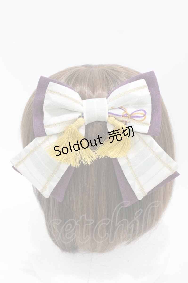 画像2: metamorphose / 春告げ鳥の恋うららリボンバレッタ  グリーン H-26-07-30-009-ME-ZA-NS-ZH (2)