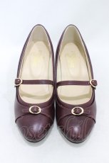 画像1: an another angelus / 細ベルト使いクラシカルパンプス S(22.5-23cm) ワインレッド H-26-07-30-002-CA-SH-YZ-ZH (1)