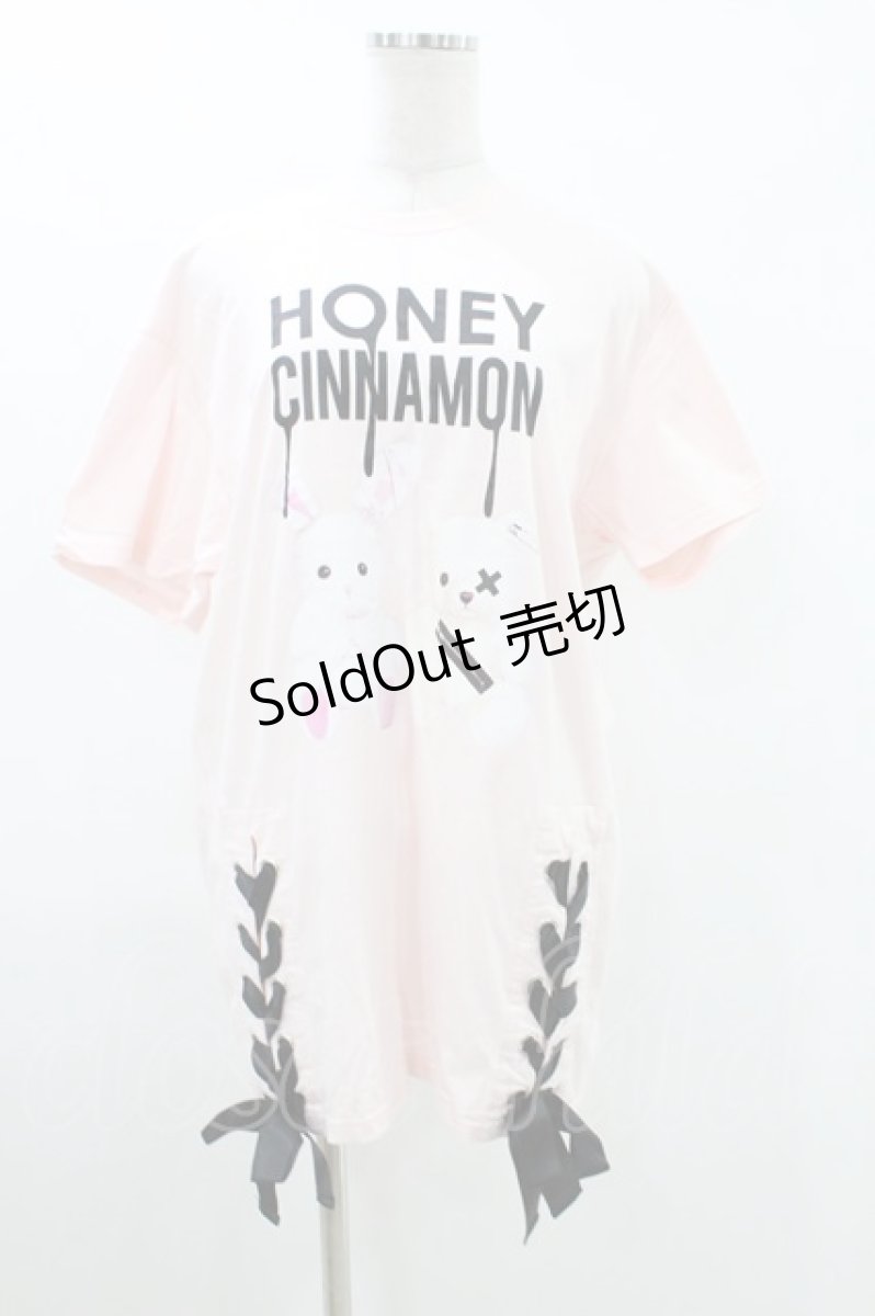 画像1: Honey Cinnamon / シナモンくん＆ハニーちゃんレースアップTシャツ Free ピンク H-26-08-01-024-LO-TS-NS-ZH (1)