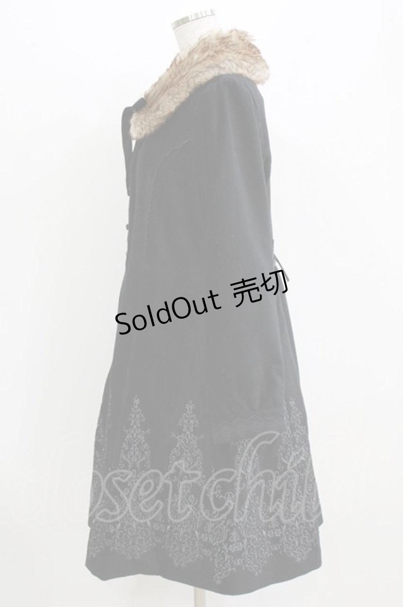 画像2: axes femme / 裾刺繍ロングコート L ブラック H-26-08-02-028-AX-CO-NS-ZH (2)