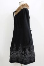 画像2: axes femme / 裾刺繍ロングコート L ブラック H-26-08-02-028-AX-CO-NS-ZH (2)