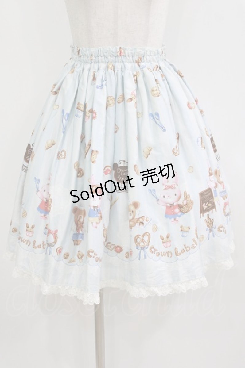 画像1: metamorphose / くまちゃんのBakery cafeスカート Free サックス H-26-08-02-036-ME-SK-NS-ZH (1)