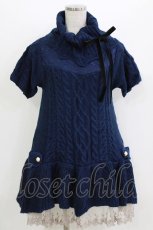 画像1: axes femme / タートルざっくりニットワンピース M ブルー H-26-08-02-038-AX-OP-NS-ZH (1)