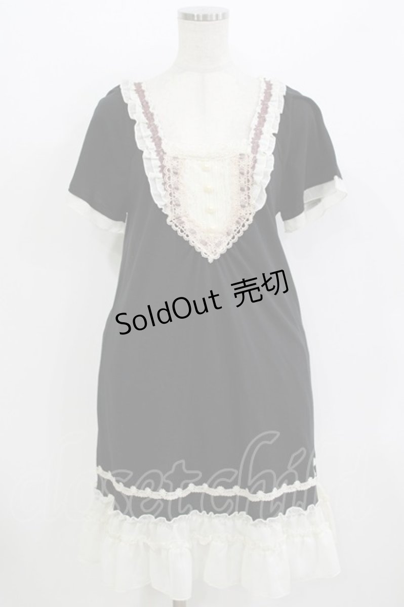 画像1: axes femme / シフォンフリルカットワンピース M ブラック H-26-08-02-039-AX-OP-NS-ZH (1)