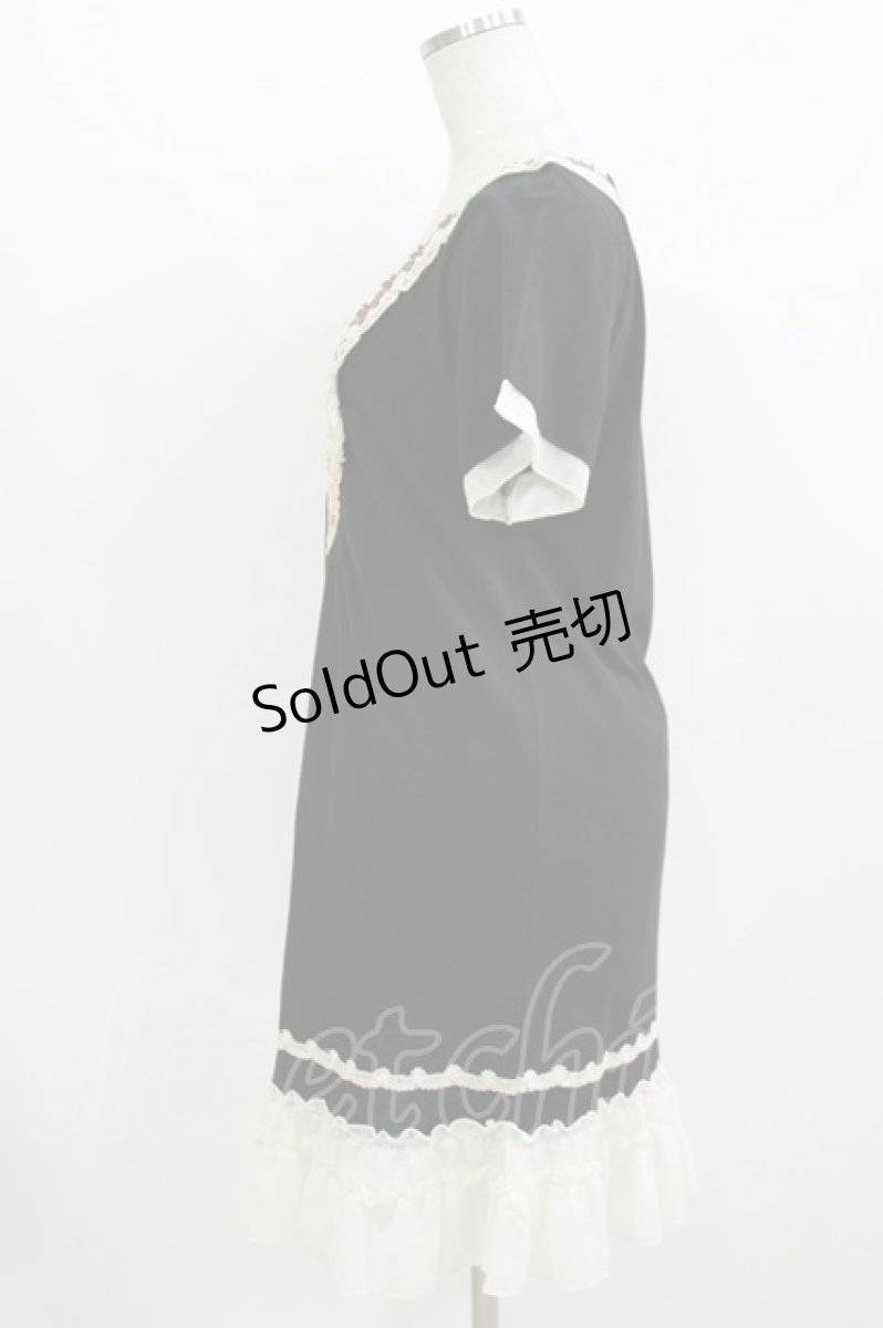 画像2: axes femme / シフォンフリルカットワンピース M ブラック H-26-08-02-039-AX-OP-NS-ZH (2)