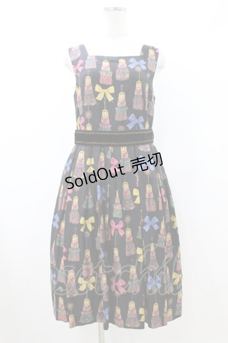 画像1: Jane Marple / Little tassel dollsスクエアドレス M ブラック H-26-08-02-1027-JM-OP-ET-ZH (1)