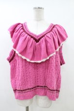 画像1: Candy Stripper / FRILL CABLE KNIT VEST 2 PINK H-26-08-02-1040-PU-TO-AK-ZH (1)