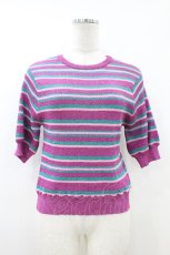 画像1: Candy Stripper / DAZZLE BORDER LAMEニット 2 PINK H-26-08-02-1043-PU-TO-AK-ZH (1)