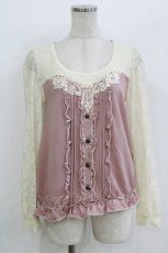 画像1: axes femme / レース切り替えビスチェ風トップス M ピンク H-26-08-02-061-AX-TO-NS-ZH (1)