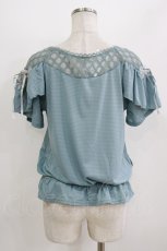 画像3: axes femme / 肩フリルレーシープルオーバー M Bグリーン H-26-08-02-070-AX-TO-NS-ZH (3)