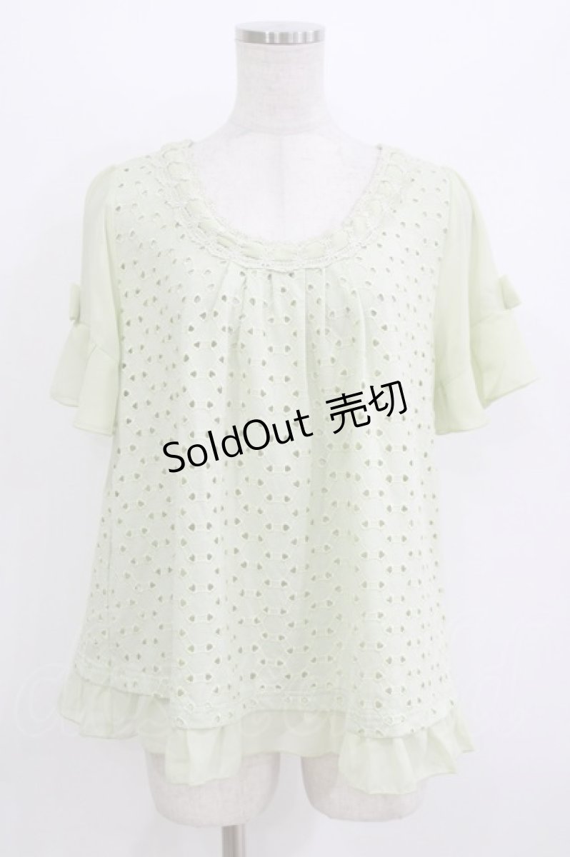 画像1: axes femme / カットワークレースプルオーバー M ミント H-26-08-02-071-AX-TO-NS-ZH (1)