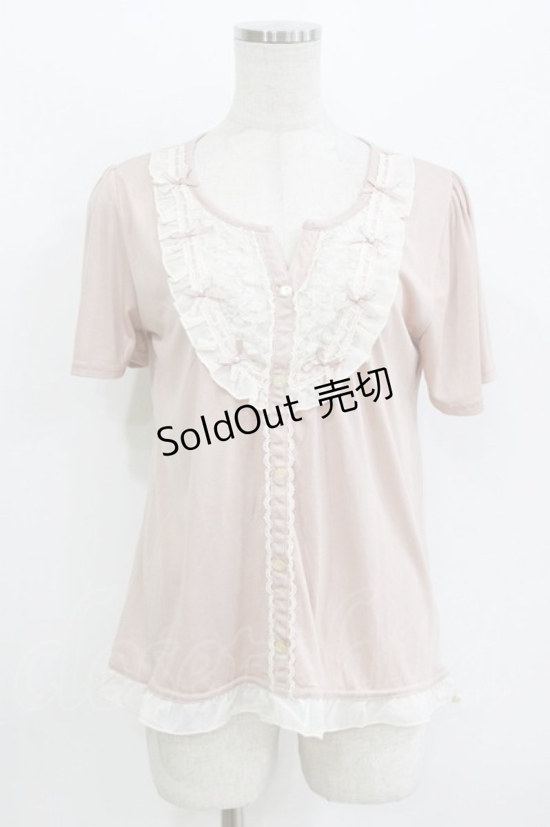 画像1: axes femme / リボン付きブロッキングプルオーバー M ピンク H-26-08-02-075-AX-TO-NS-ZH (1)