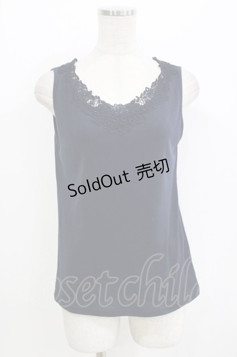 画像1: axes femme / レースモチーフタンクトップ M ネイビー H-26-08-02-080-AX-TO-NS-ZH (1)