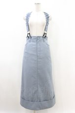 画像1: Jane Marple / フラワーサスペンダーロングスカート  ブルー H-26-08-03-1036-JM-SK-KB-ZH (1)