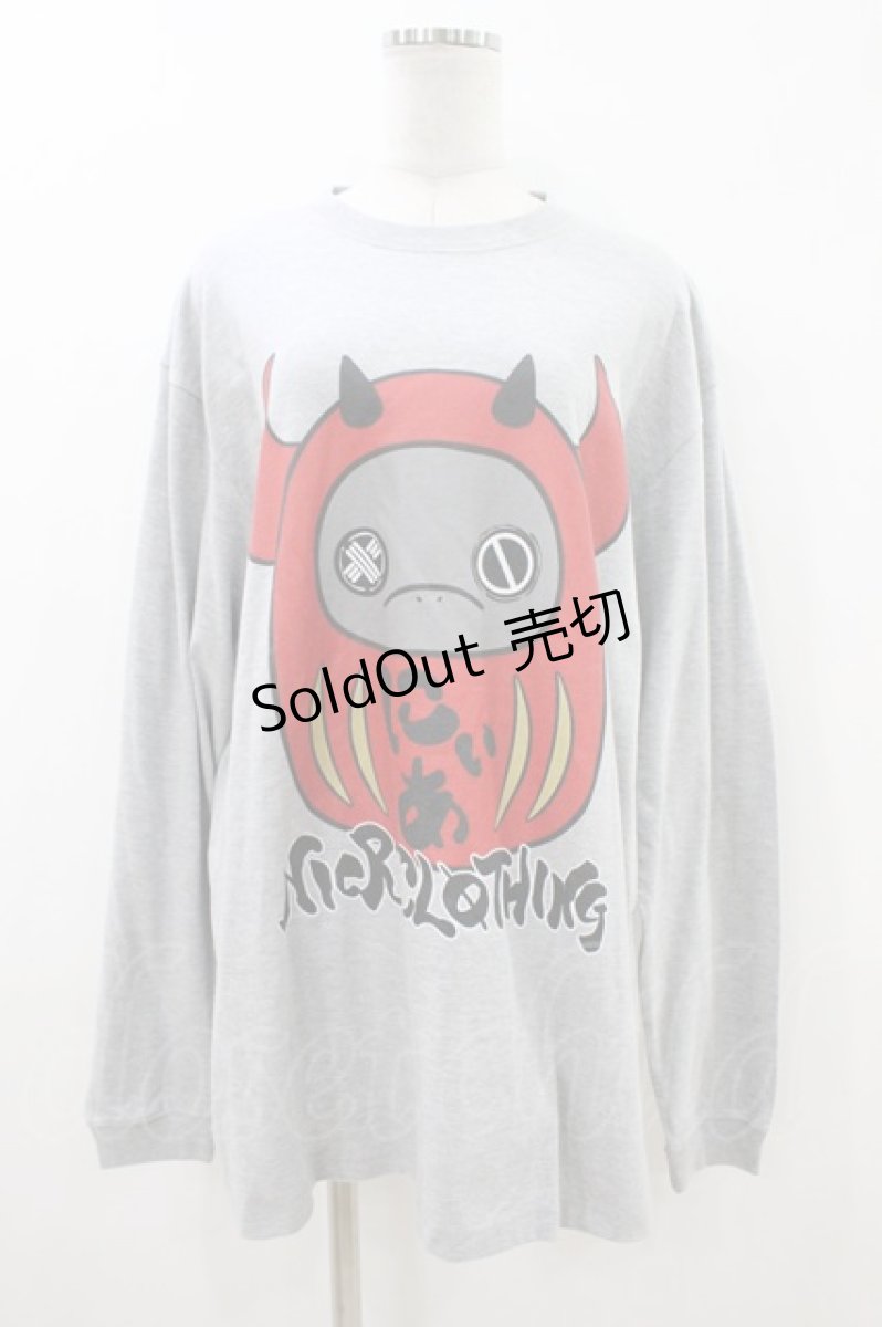 画像1: NieR Clothing / プリントLONG CUTSEW XL グレー H-26-08-03-1043-PU-TO-AK-ZH (1)