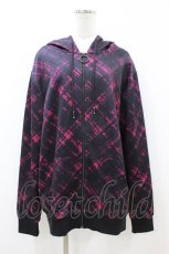 画像1: NieR Clothing / 総柄ZIPパーカー  黒×ロゴピンク H-26-08-03-1049-PU-TO-KB-ZH (1)