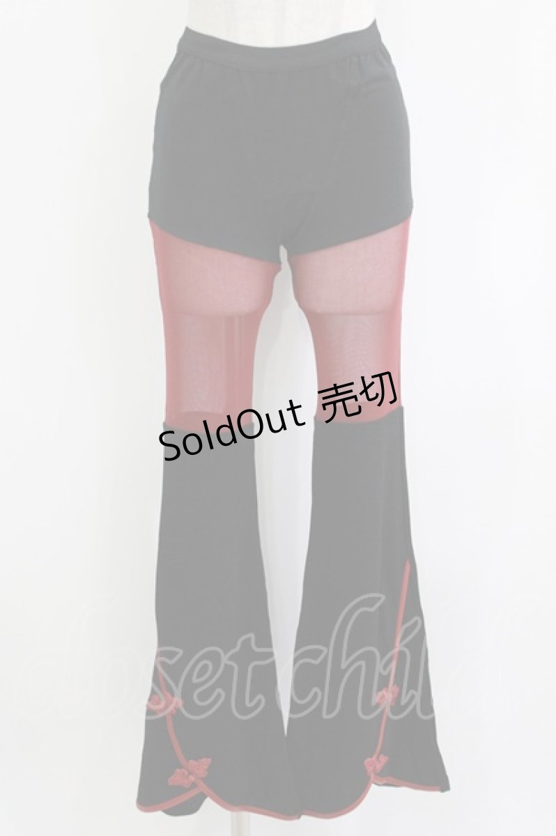 画像1: Qutie Frash / チャイナインナーパンツ  黒×赤 H-26-08-03-018-QU-PA-AK-ZH (1)
