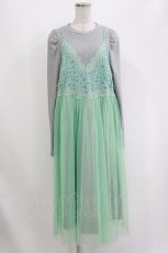 画像1: Candy Stripper / LINGERIE LAYERED DRESS  グレー×ミント H-26-08-04-1039-PU-OP-KB-ZH (1)