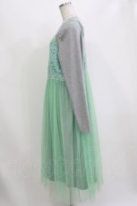 画像2: Candy Stripper / LINGERIE LAYERED DRESS  グレー×ミント H-26-08-04-1039-PU-OP-KB-ZH (2)