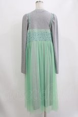 画像3: Candy Stripper / LINGERIE LAYERED DRESS  グレー×ミント H-26-08-04-1039-PU-OP-KB-ZH (3)