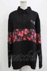 画像1: NieR Clothing / プリント切替ブラウス  黒×チェリープリント H-26-08-04-1043-PU-BL-KB-ZH (1)
