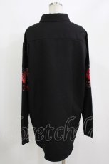 画像3: NieR Clothing / プリント切替ブラウス  黒×チェリープリント H-26-08-04-1043-PU-BL-KB-ZH (3)
