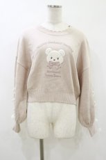 画像1: Amavel / Mocomoco Bearアップリケニット Free ピンク H-26-08-05-044-CA-TO-NS-ZH (1)