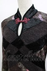 画像4: Ozz On / ベロア切替総柄ワンピース  茶 H-26-08-05-1003-OO-OP-AK-ZH (4)