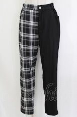 画像1: NieR Clothing / チェック切替パンツ F 黒×白 H-26-08-05-1006-PU-PA-AK-ZH (1)