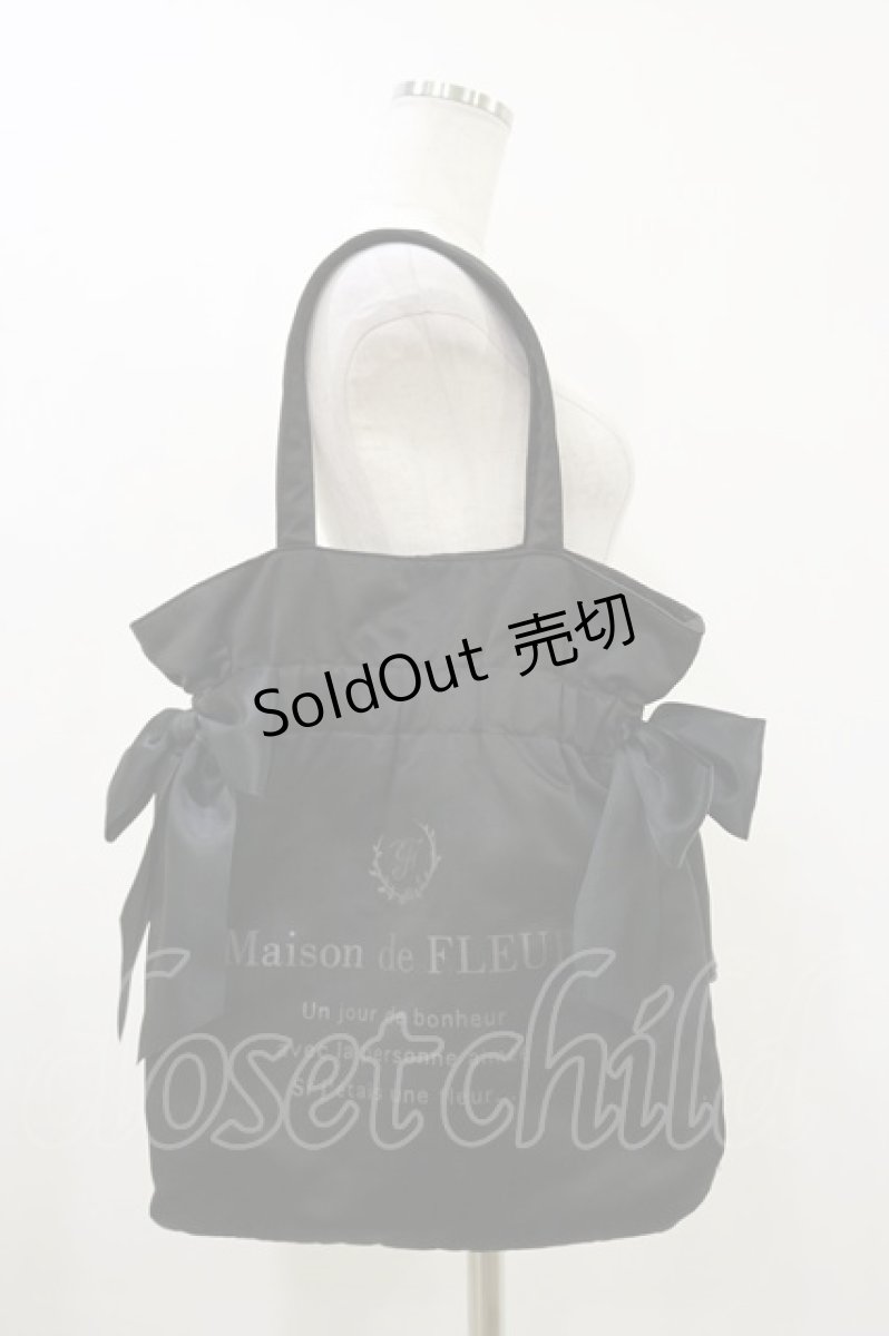画像1: Maison de FLEUR / ダブルリボントートバッグ  ブラック H-26-08-05-003-LO-BG-NS-ZH (1)