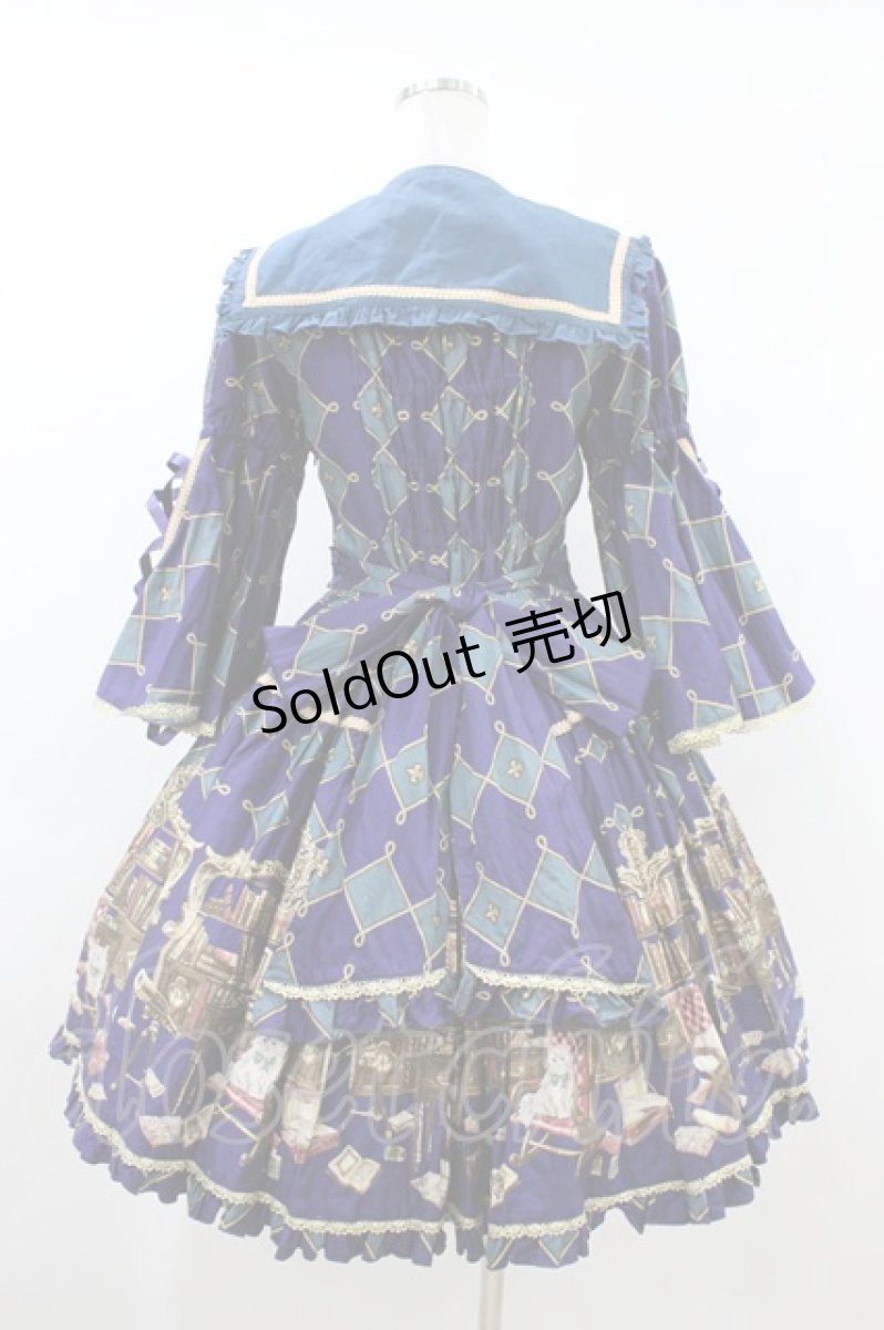 画像2: metamorphose / 主の書斎襟付きワンピース Free ネイビー H-26-08-06-1037-ME-OP-NS-ZH (2)