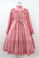 画像1: Physical Drop / スタンドカラーワンピース Free レッド H-26-08-06-1039-LO-OP-NS-ZH (1)