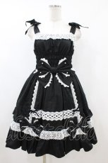 画像1: Angelic Pretty / リボンシャーリングジャンパースカート Free ブラック H-26-08-06-1043-AP-OP-NS-ZH (1)