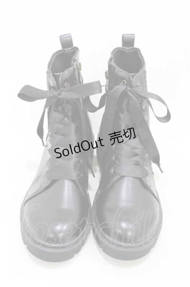 画像1: m petit by misako / レースアップショートブーツ LL ブラック H-26-08-06-1013-LO-ZA-NS-ZH (1)