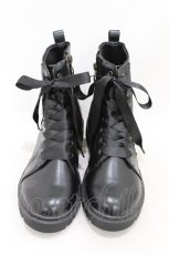 画像1: m petit by misako / レースアップショートブーツ LL ブラック H-26-08-06-1013-LO-ZA-NS-ZH (1)