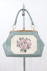 画像1: an another angelus / ブーケ刺繍ワイドがま口バッグ  Mint H-26-08-06-1028-CA-BG-NS-ZH (1)